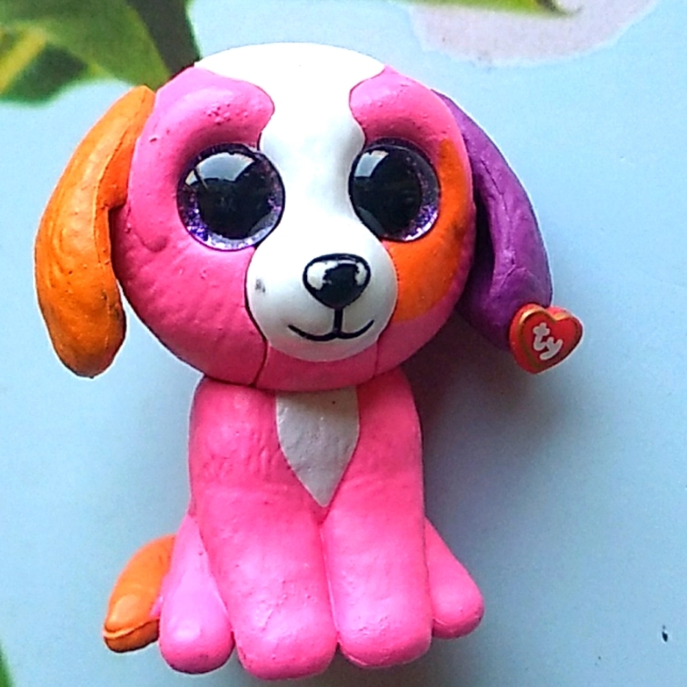 5 For $5 Sale DOG Figure Toys Pink Ty Plastic